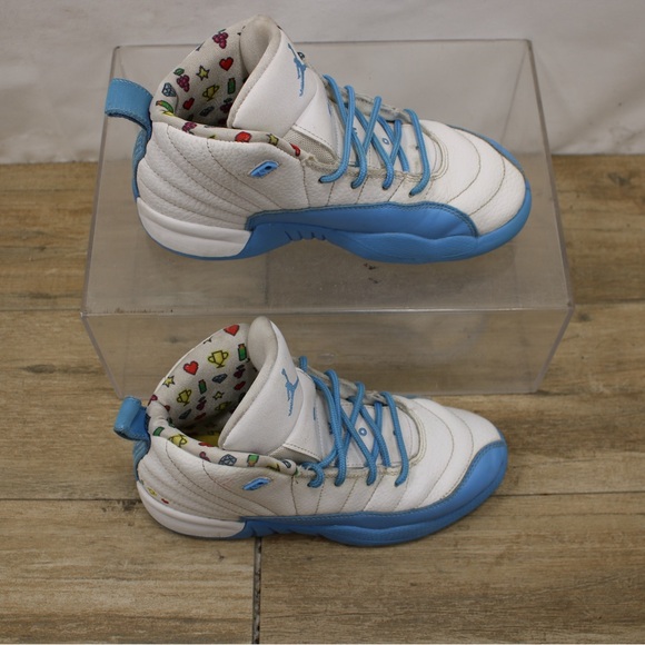 Nike Jordan 12 Retro DQ4366-114 PS Emoji Blue/White Size 2Y - Picture 4 of 10